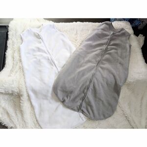 Bstoppt Set Of 2 Fleece Baby Sleep Sacks Wearable White And Gray Size Large